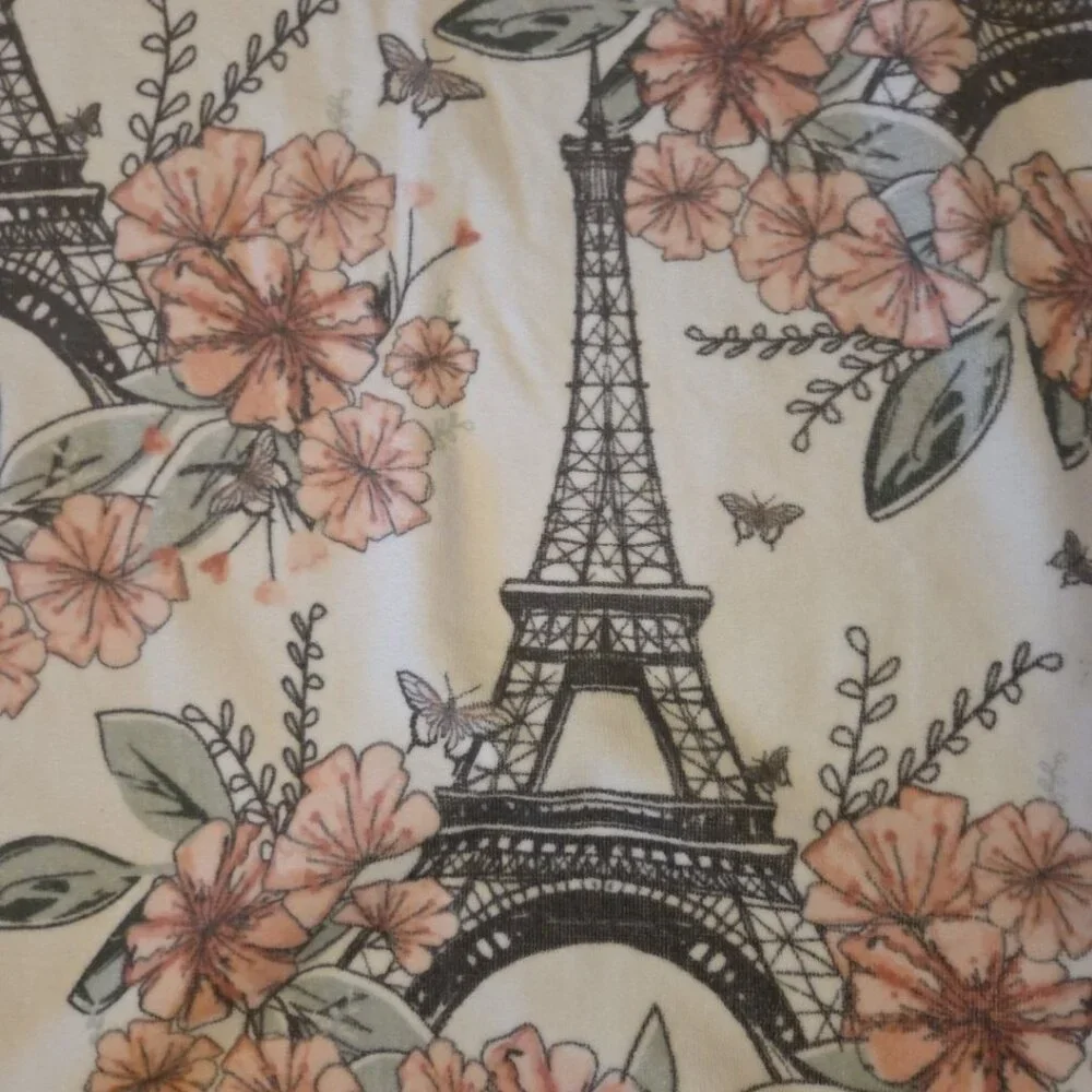 Eifel Tower Bath Towel Kassafina Pink Floral Oeko Tex NEW with Tag